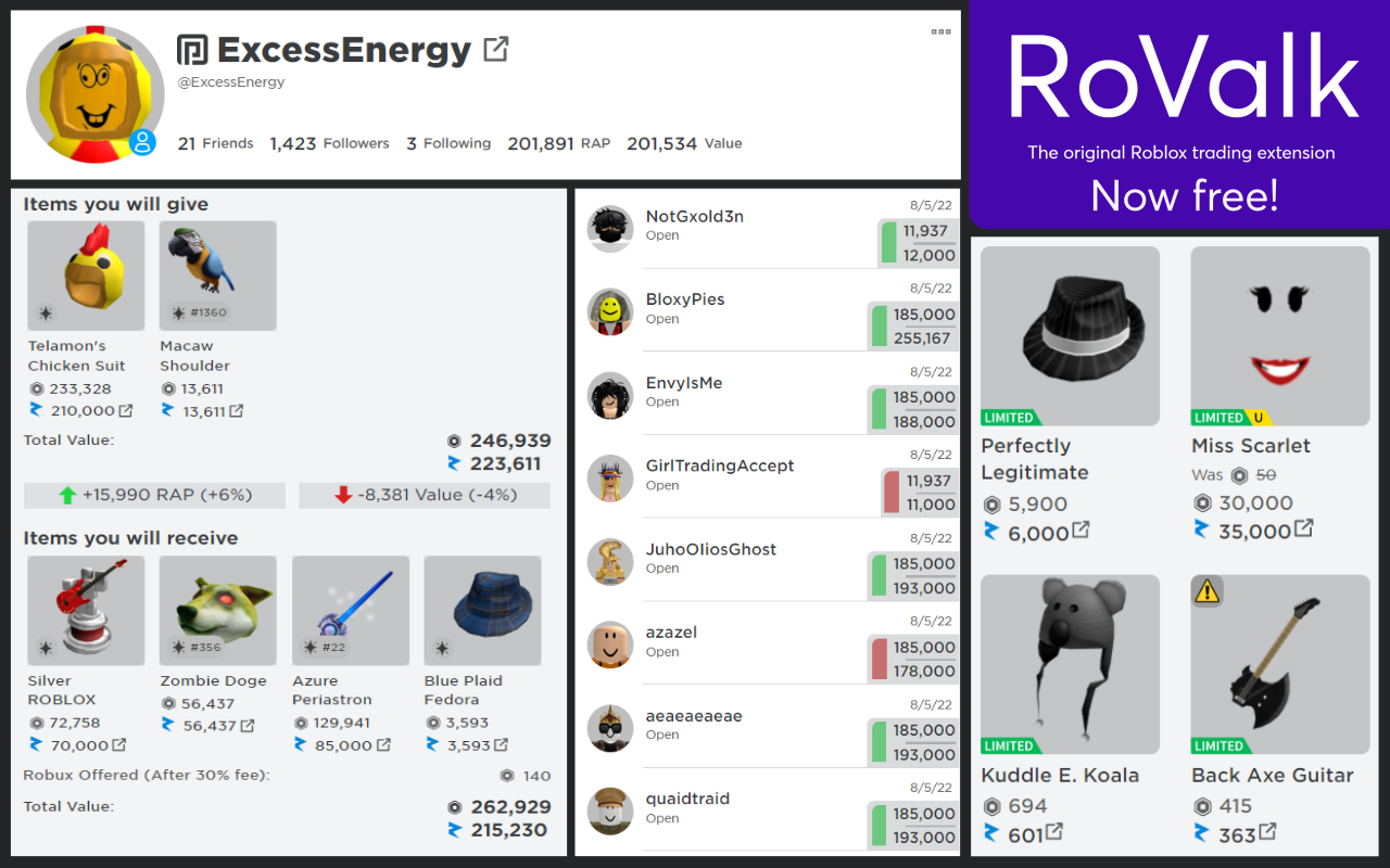 RoValk - The Roblox Trading Addon - 截图 1