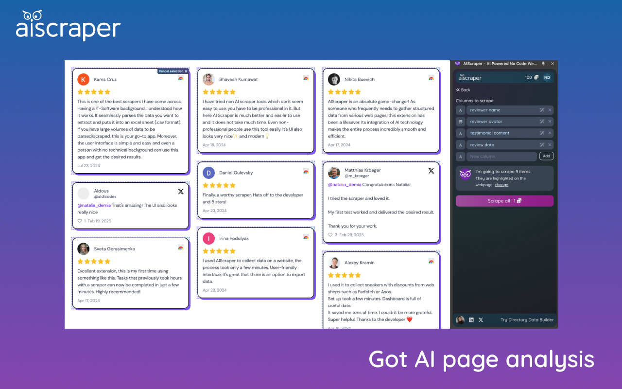 AIScraper - AI Powered No Code Web Scraping Tool - 截图 1