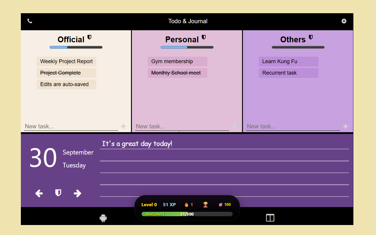 Todo and Journaling System - 截图 2