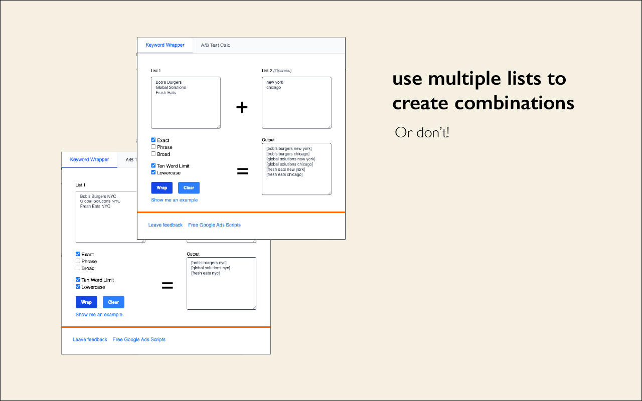 PPC Keyword Wrapper with A/B Test Calculator - 截图 2
