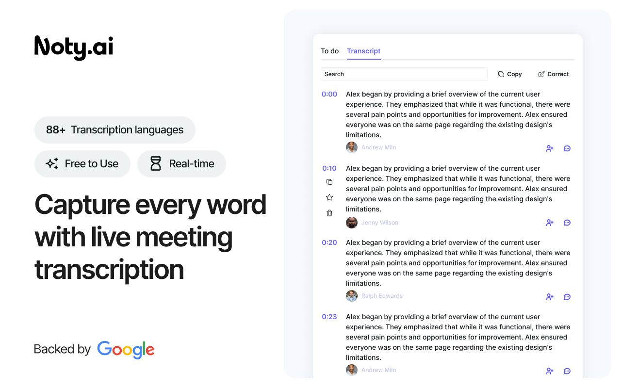 AI Note taker for Google Meet, by Noty.ai - 截图 2