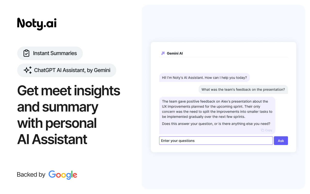 AI Note taker for Google Meet, by Noty.ai - 截图 4