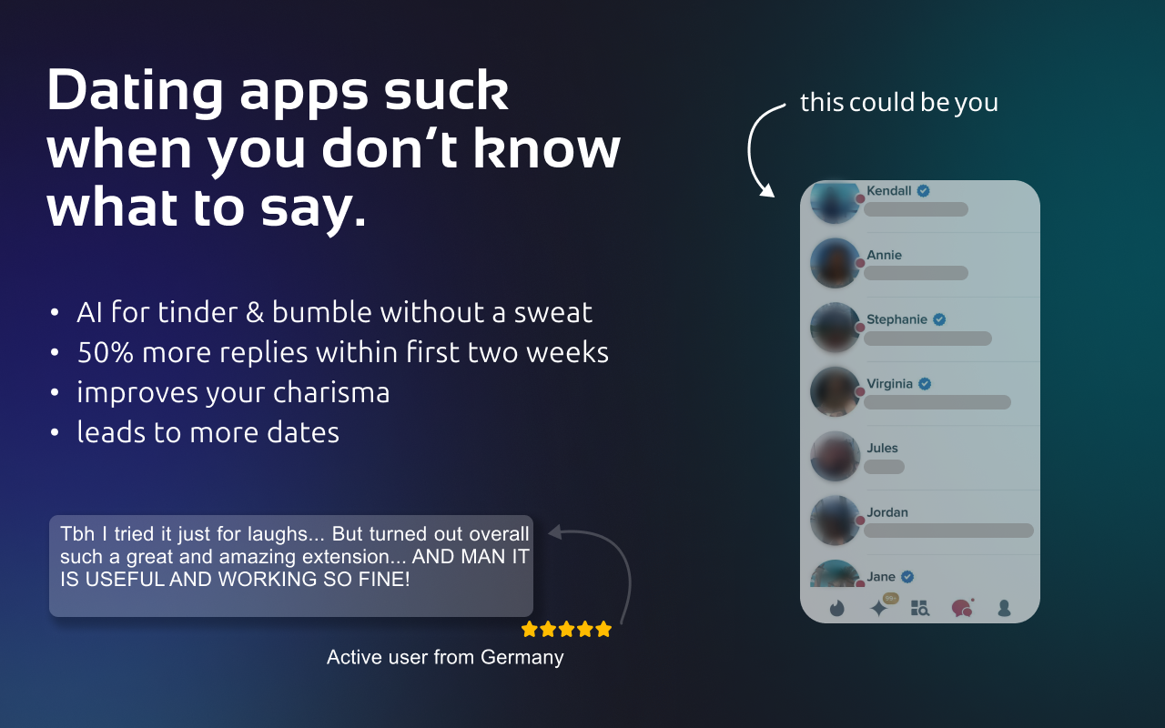 ChatGPT for Tinder & Bumble - get more dates - 截图 1
