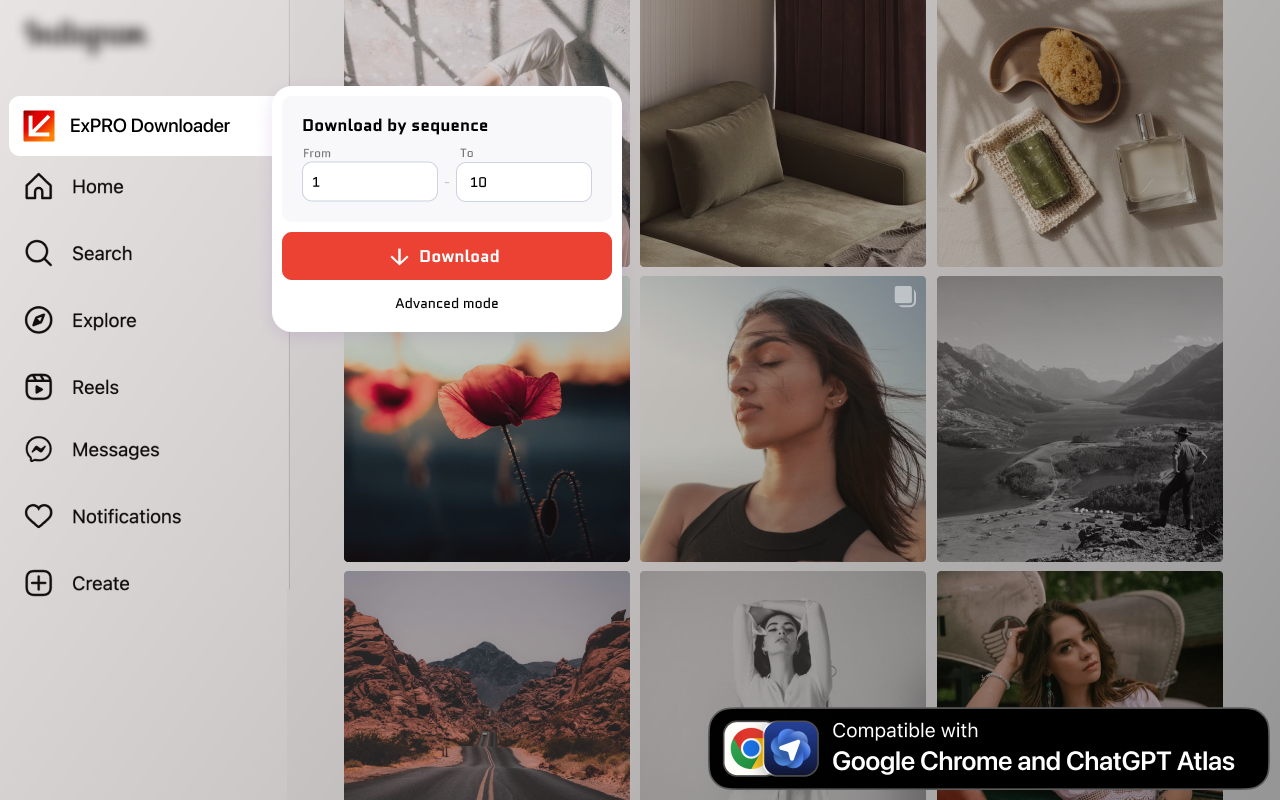 Instagram 下载器 — 适用于 Atlas 浏览器 - 截图 1