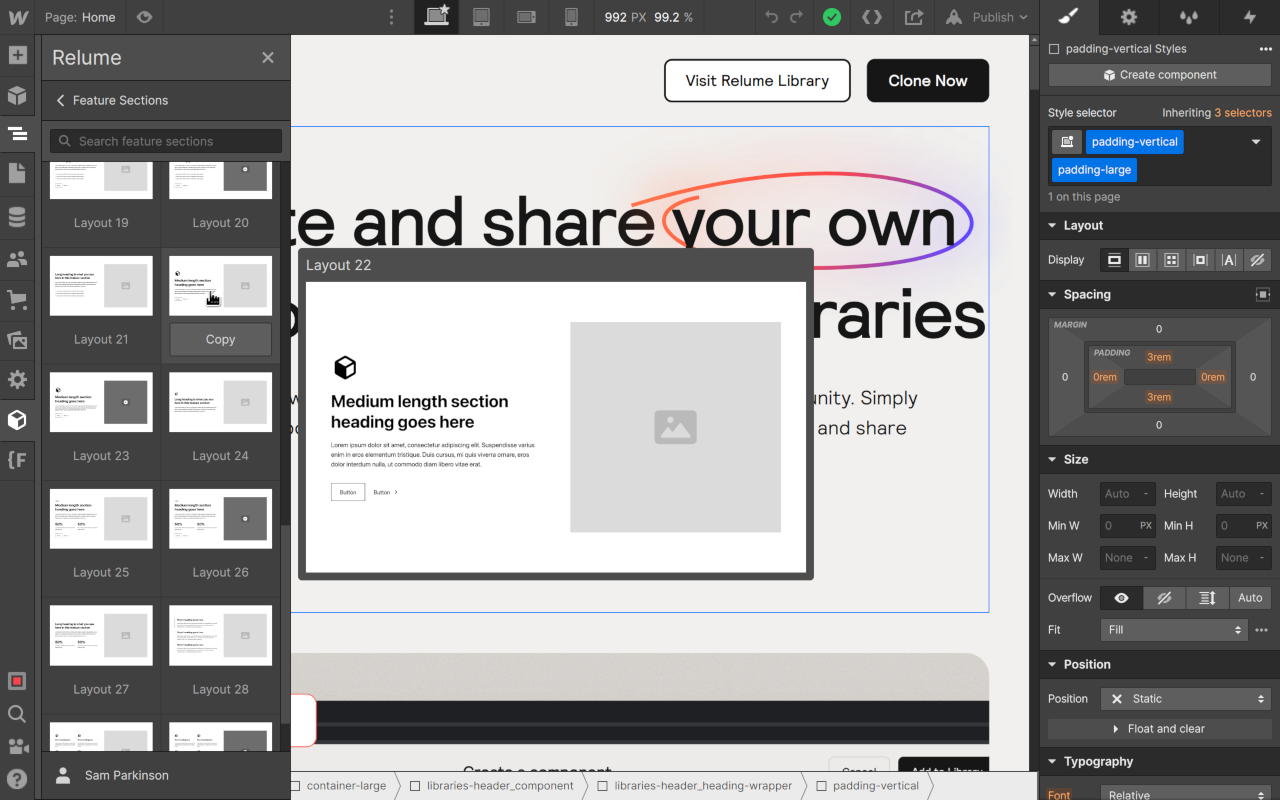 Relume Chrome Extension for Webflow - 截图 1