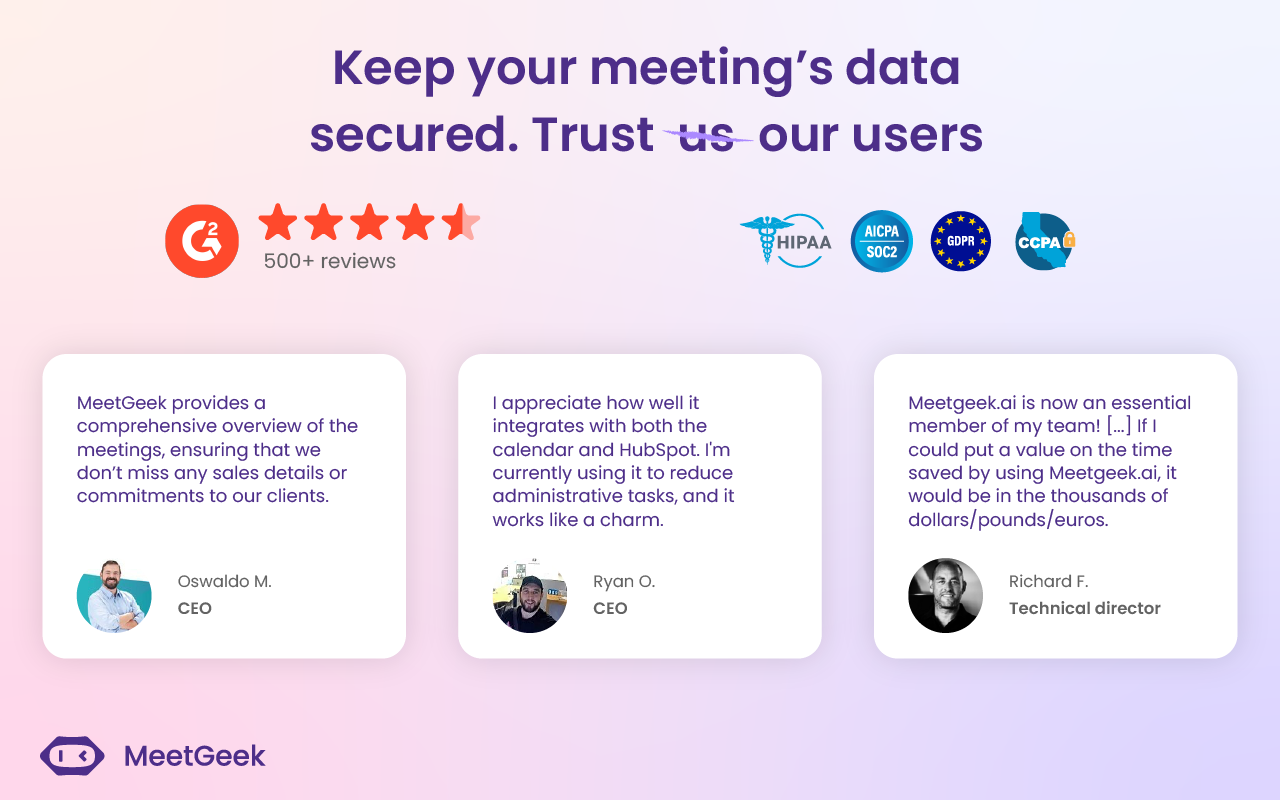 MeetGeek: AI Meeting Notes, Transcripts & Screen Recording - 截图 2