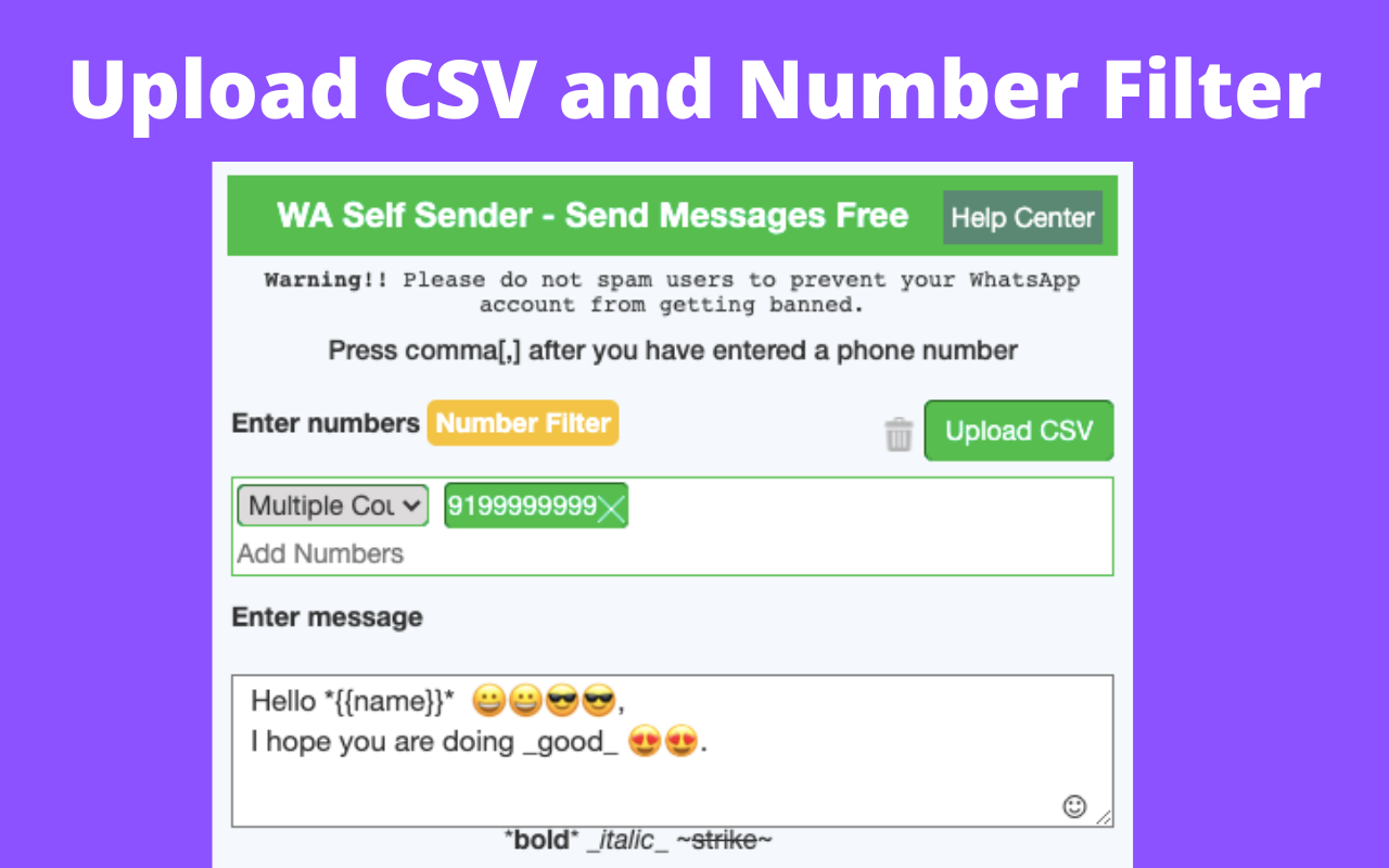 WA Self Sender - Free Messages Sender - 截图 3