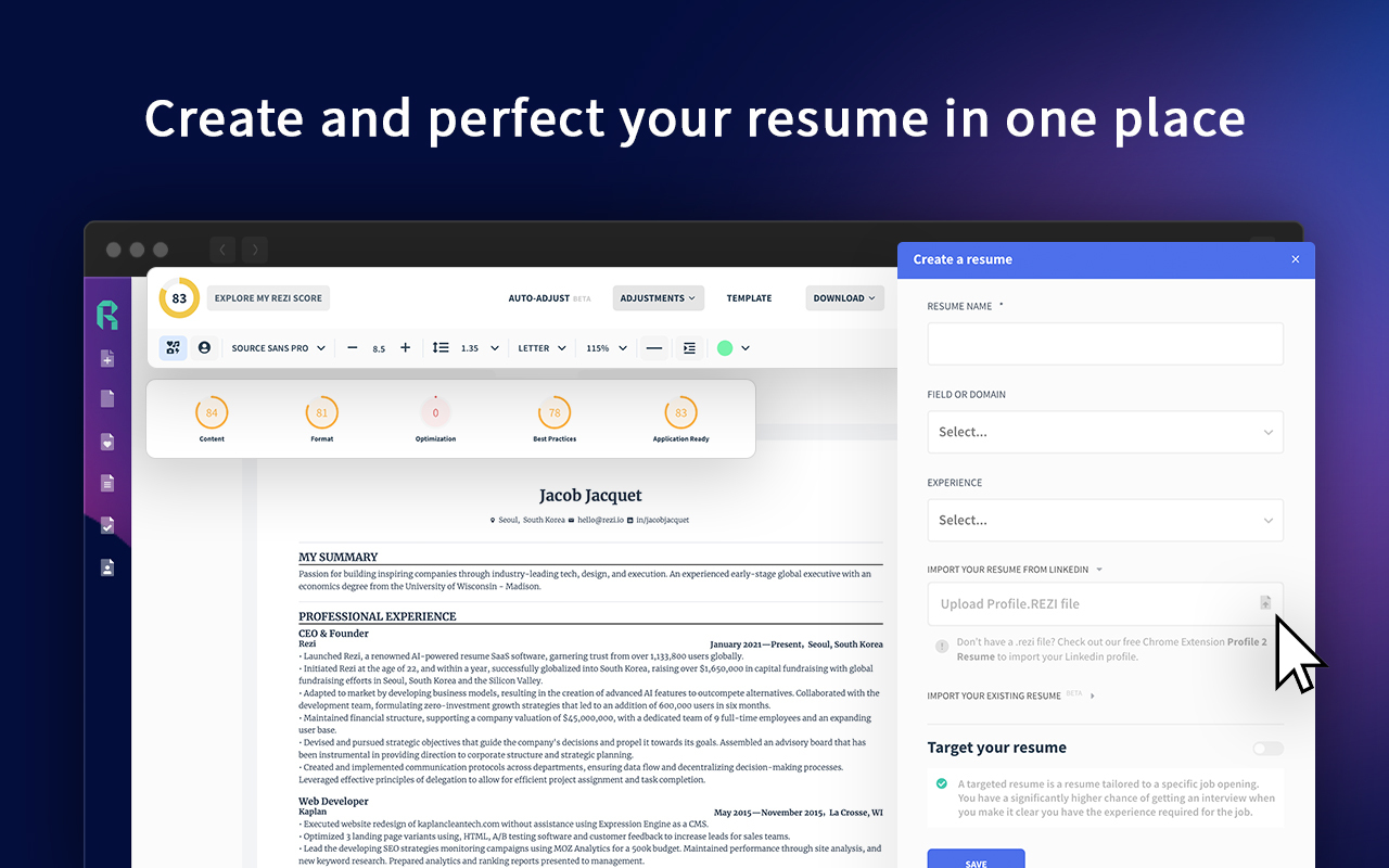 Profile to Resume - Rezi.ai - 截图 2