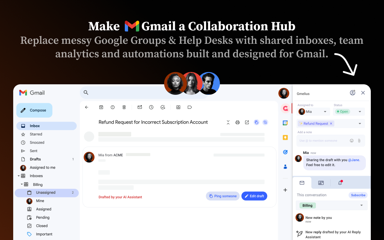 Gmelius：适用于Gmail的共享收件箱和AI助手 - 截图 2