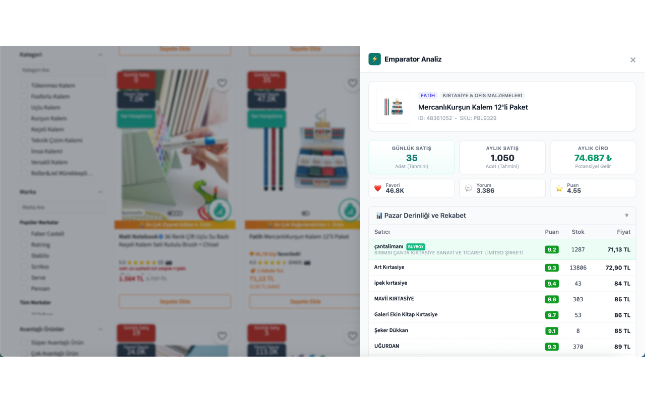 Emparator E-ticaret Ürün Analiz Programı - 截图 4