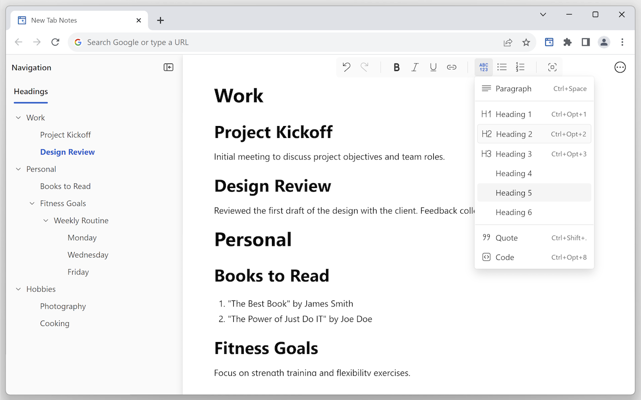 New Tab Notes - 截图 3
