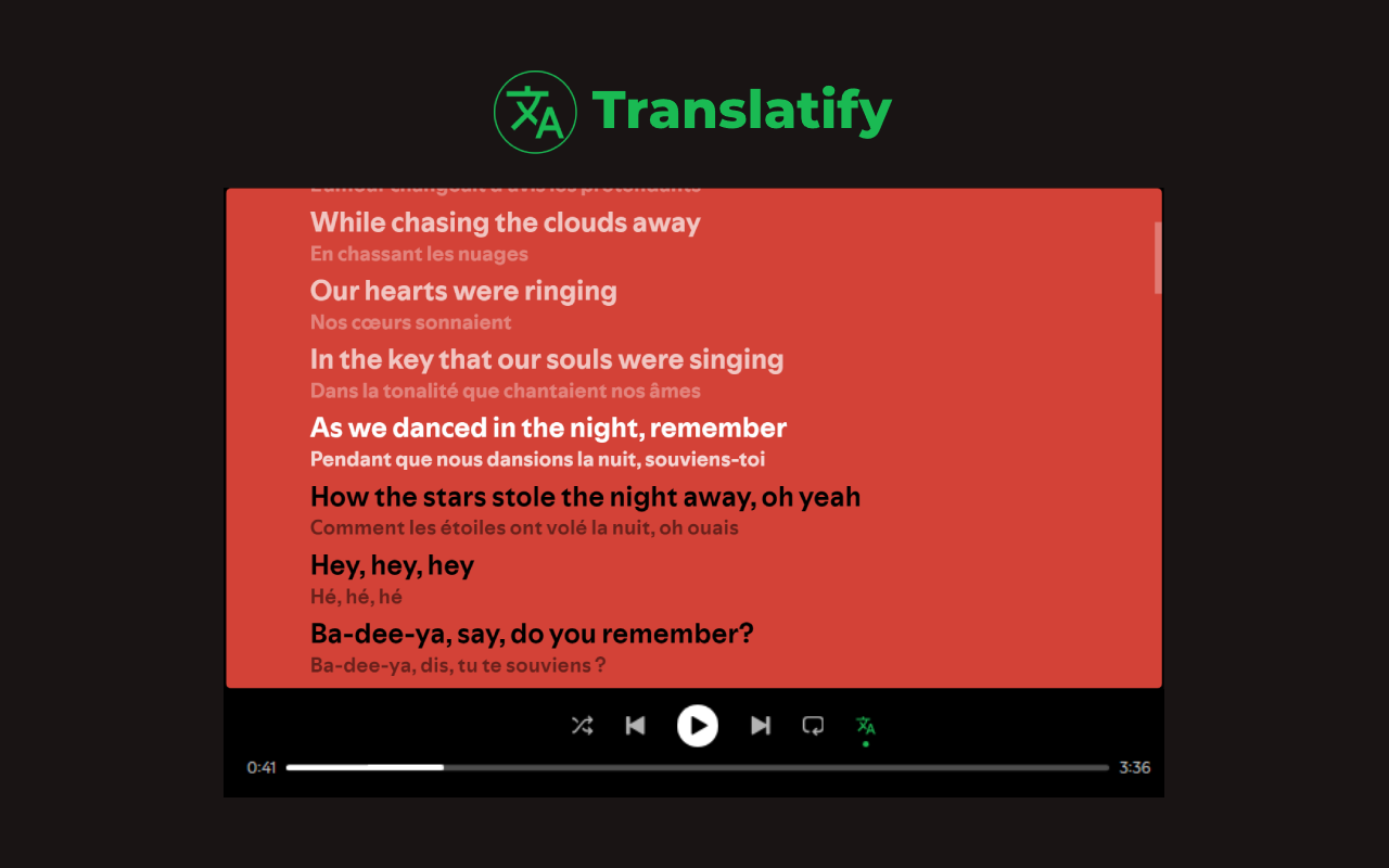 Translatify - Spotify 歌词翻译 - 截图 1