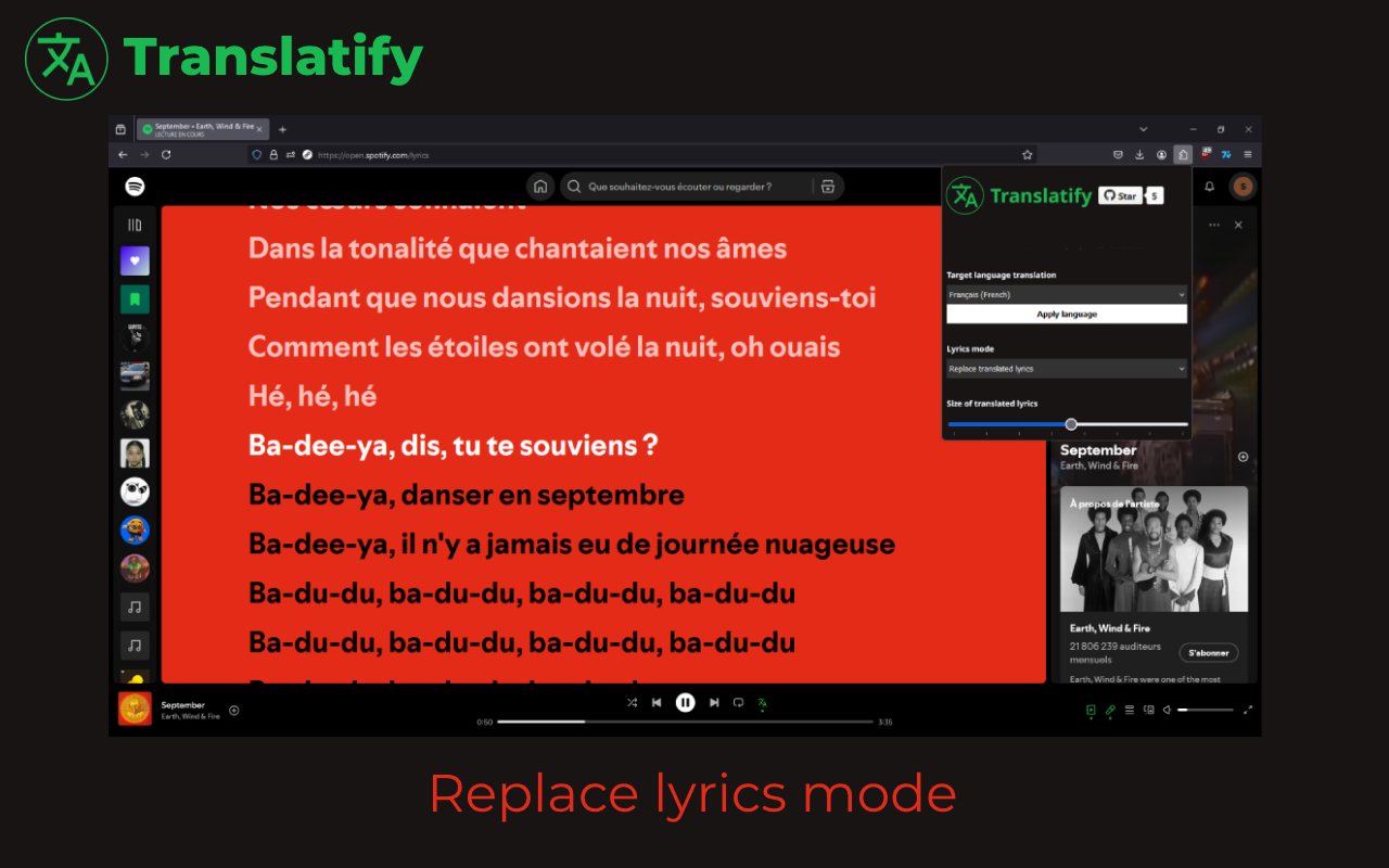 Translatify - Spotify 歌词翻译 - 截图 3