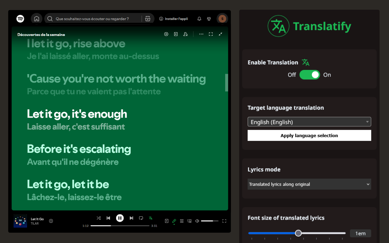 Translatify - Spotify 歌词翻译 - 截图 4