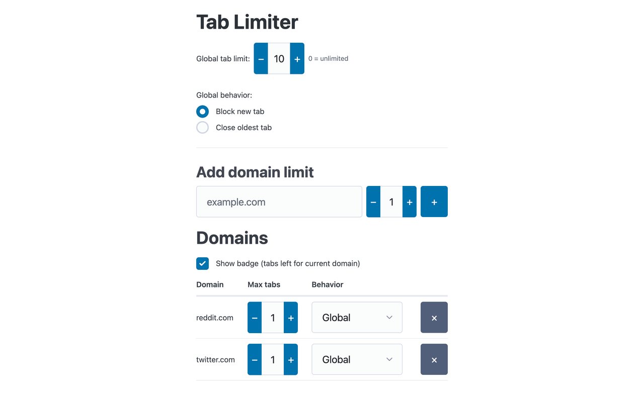 Tab Limiter - 截图 2