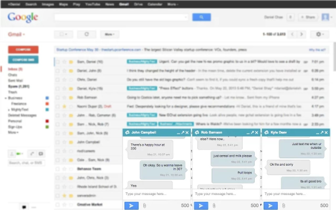 SMS from Gmail ™ & Facebook™ (MightyText) - 截图 1