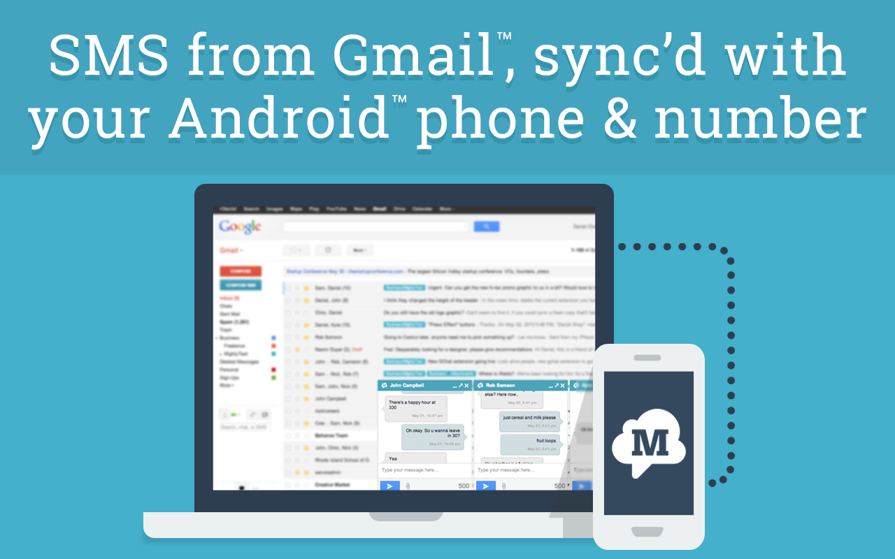 SMS from Gmail ™ & Facebook™ (MightyText) - 截图 2
