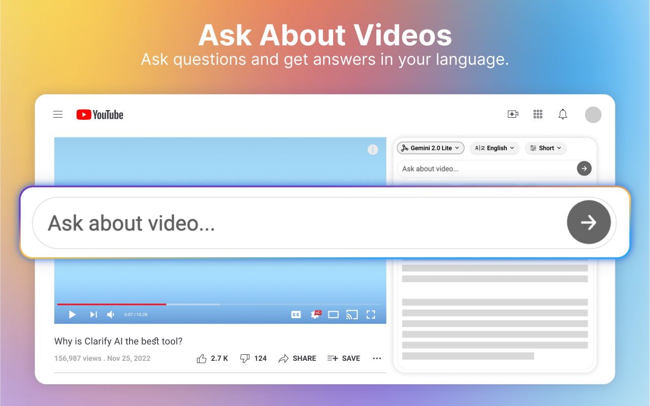 Clarify Al: YouTube Summaries - 截图 3