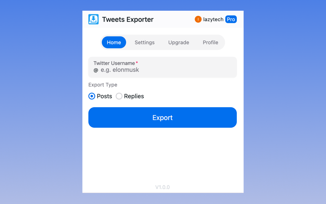 Twitter 评论导出器 - 截图 1