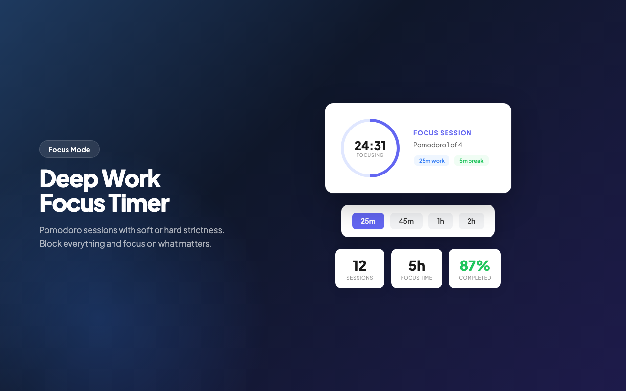 SiteBlocker — Block Distracting Websites & Stay Focused - 截图 1