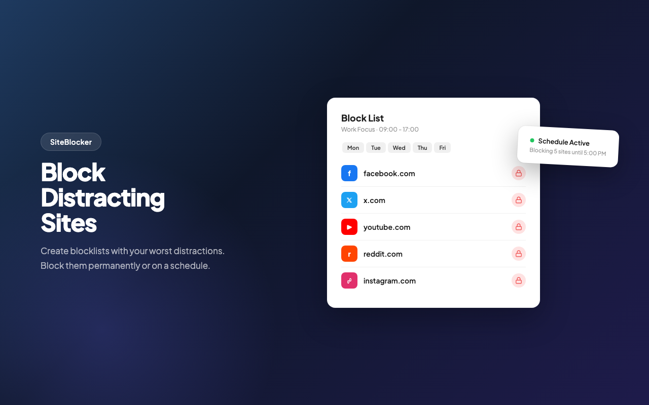 SiteBlocker — Block Distracting Websites & Stay Focused - 截图 2