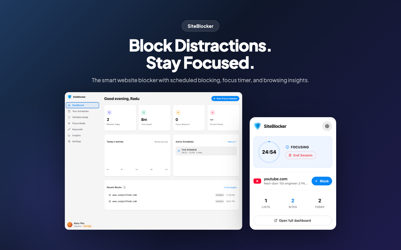 SiteBlocker — Block Distracting Websites & Stay Focused - 截图 4