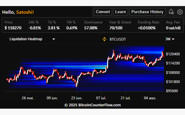 BTC Ticker & Liquidation Heatmap | Bitcoin CounterFlow - 截图 3