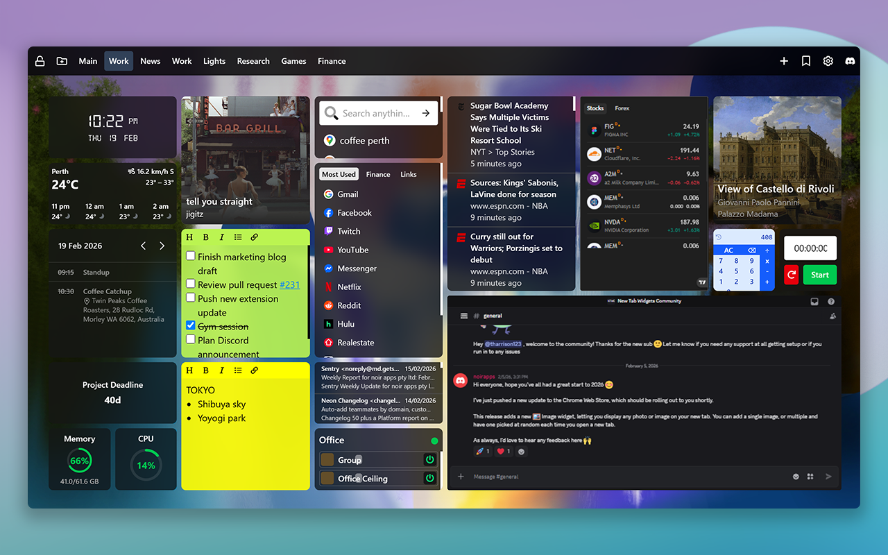 New Tab Widgets - Personal Dashboard - 截图 4
