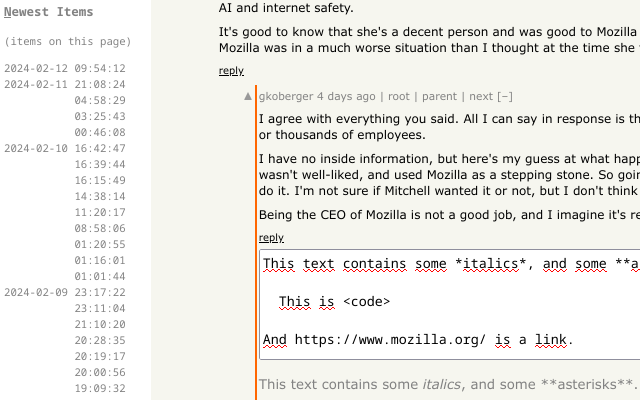 ViHN: Vim for Hacker News - 截图 2