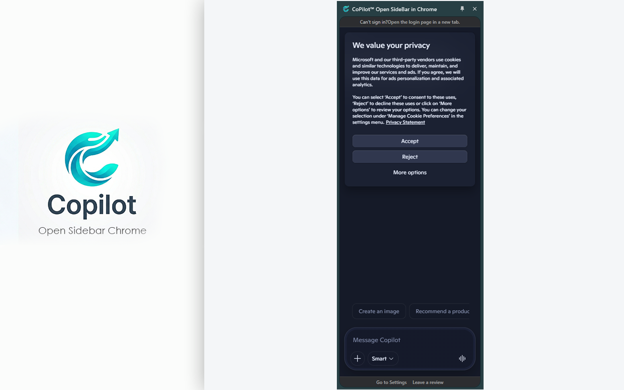 CoPilot™ Open SideBar in Chrome - 截图 1