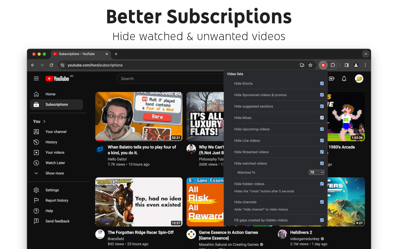 适用于 YouTube 的控制面板 - 截图 3