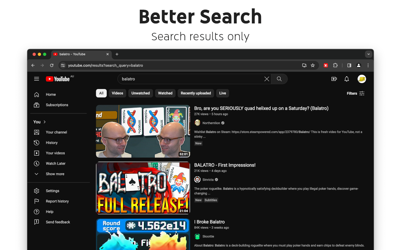适用于 YouTube 的控制面板 - 截图 4