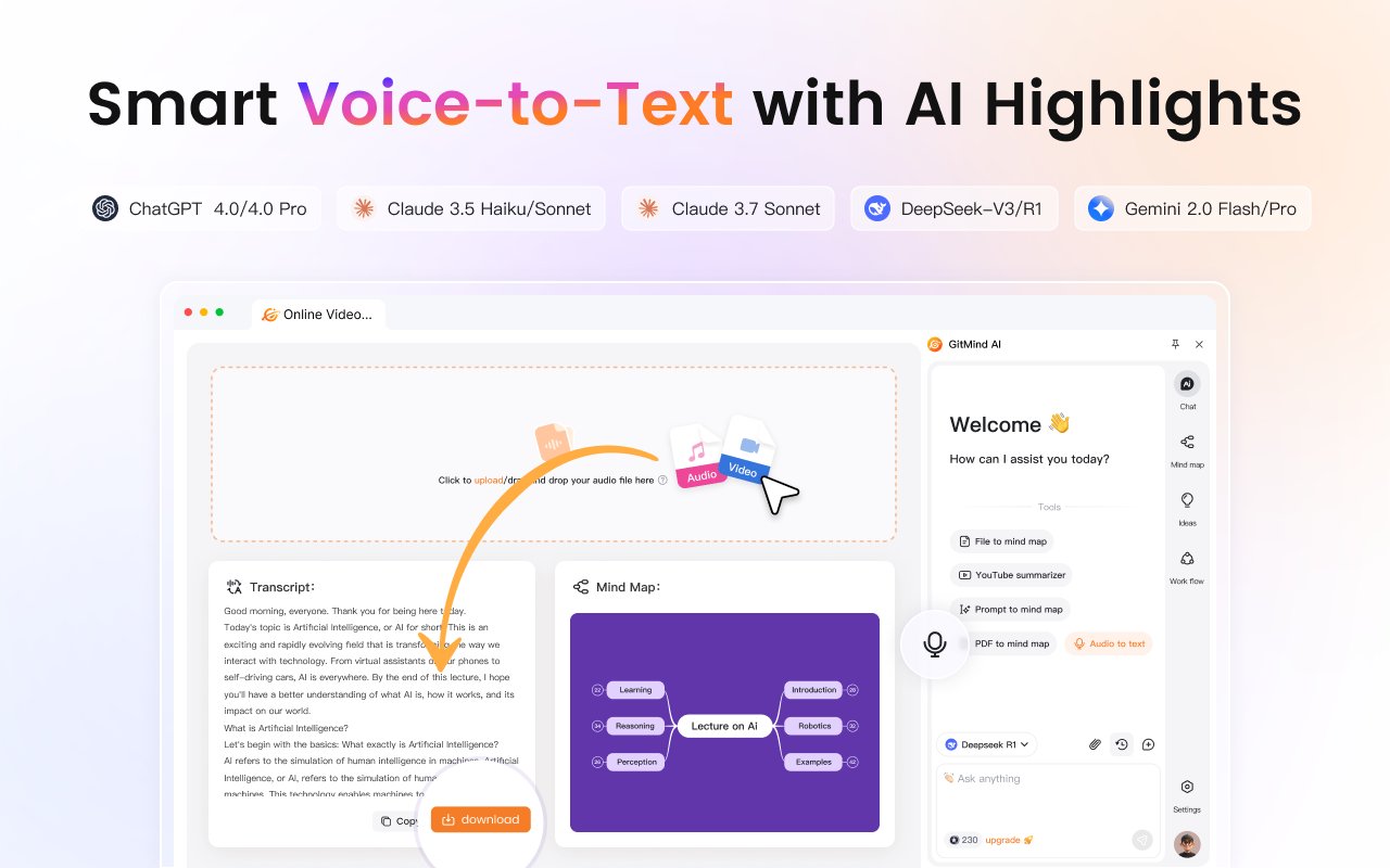 GitMind AI:思维导图/智能总结/文档对话/图片视频全能工具 - 截图 4