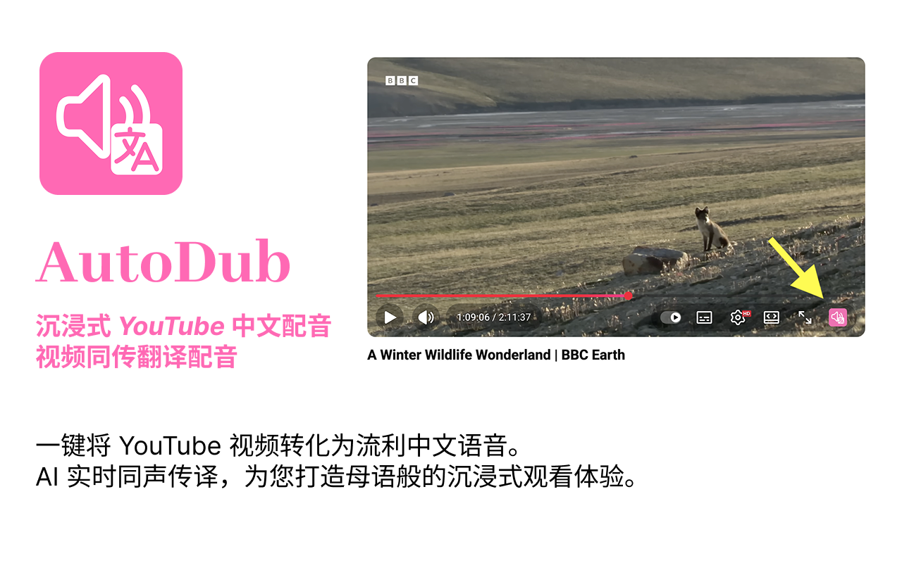 AutoDub - YouTube 中文配音翻译 | AI 同声传译 - 截图 1
