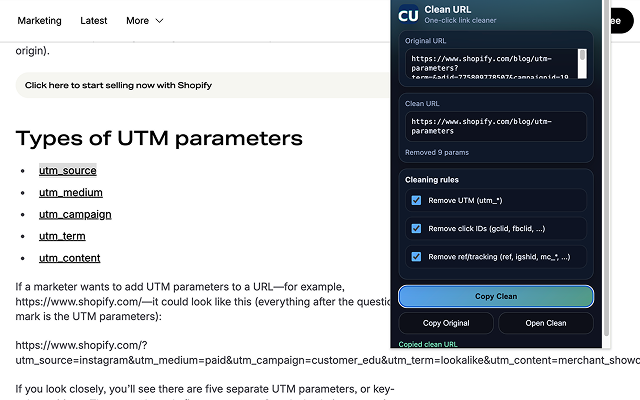 Clean URL – Remove UTM & Tracking Parameters - 截图 3