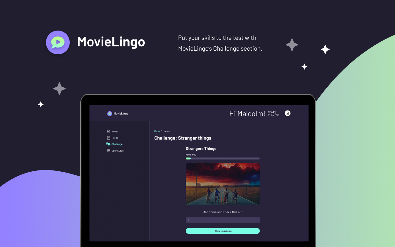 MovieLingo: Learn languages with Netflix - 截图 1