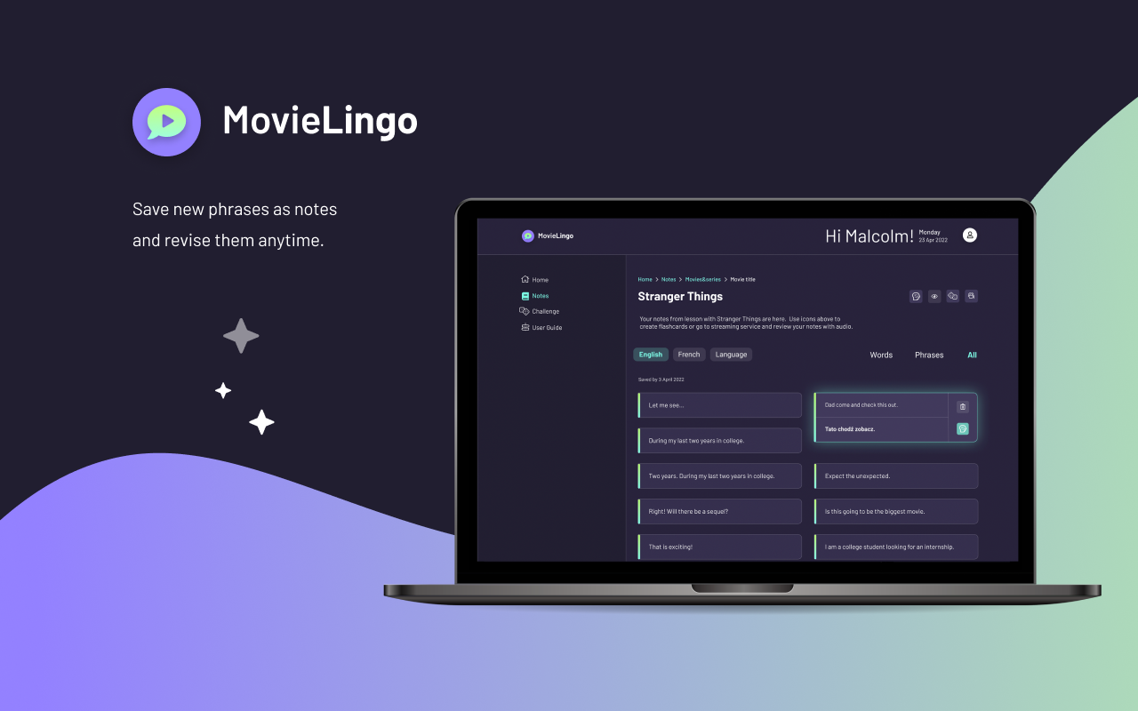 MovieLingo: Learn languages with Netflix - 截图 4