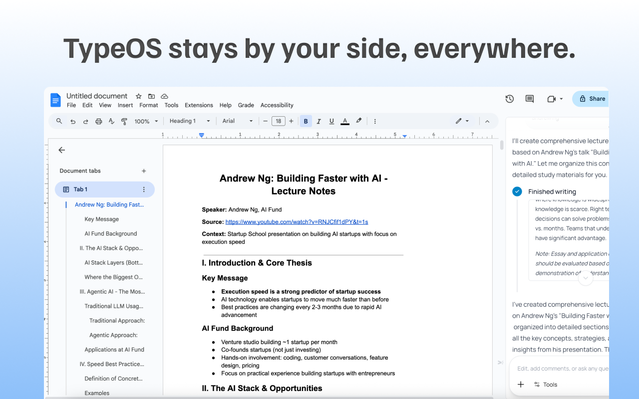 TypeOS: AI Humanizer, Research Assistant & Essay Writer for Google Docs - 截图 5