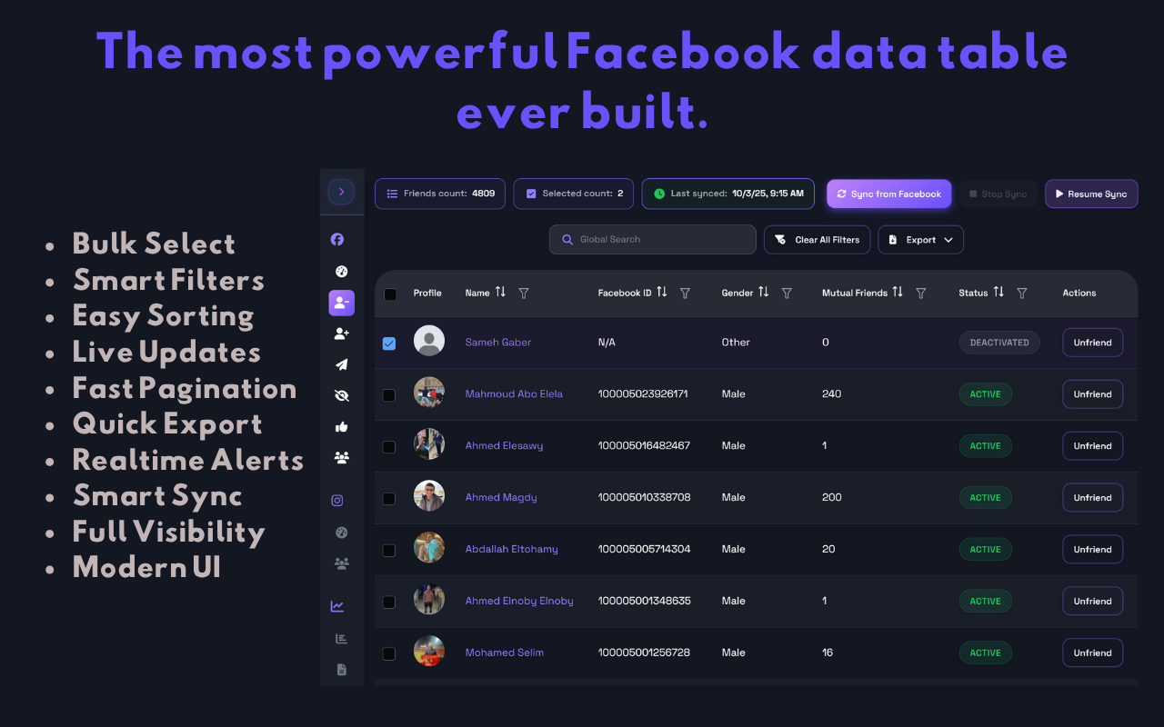 Facebook Manager: Friends, Following, Requests & Groups - Koptan - 截图 1