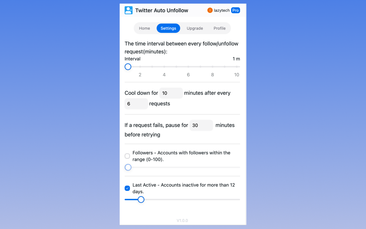Twitter 自动取消关注 - 截图 3