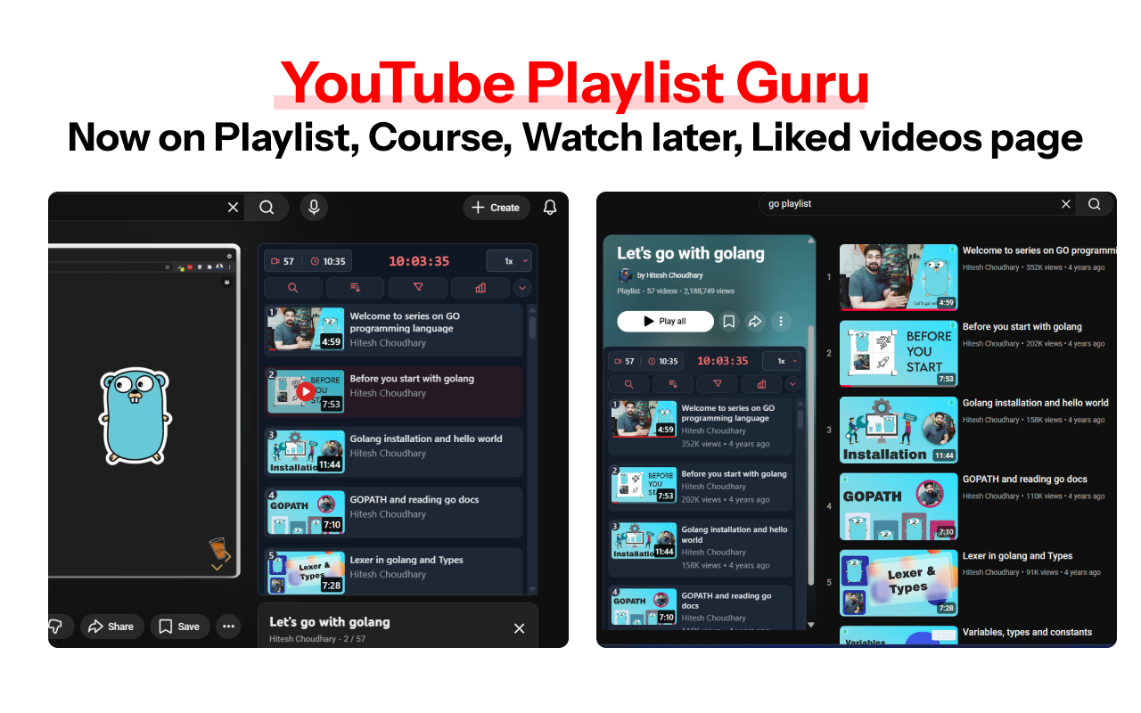 Youtube Playlist Guru: Search, Sort, Filter & Track Playlist Progress - 截图 1