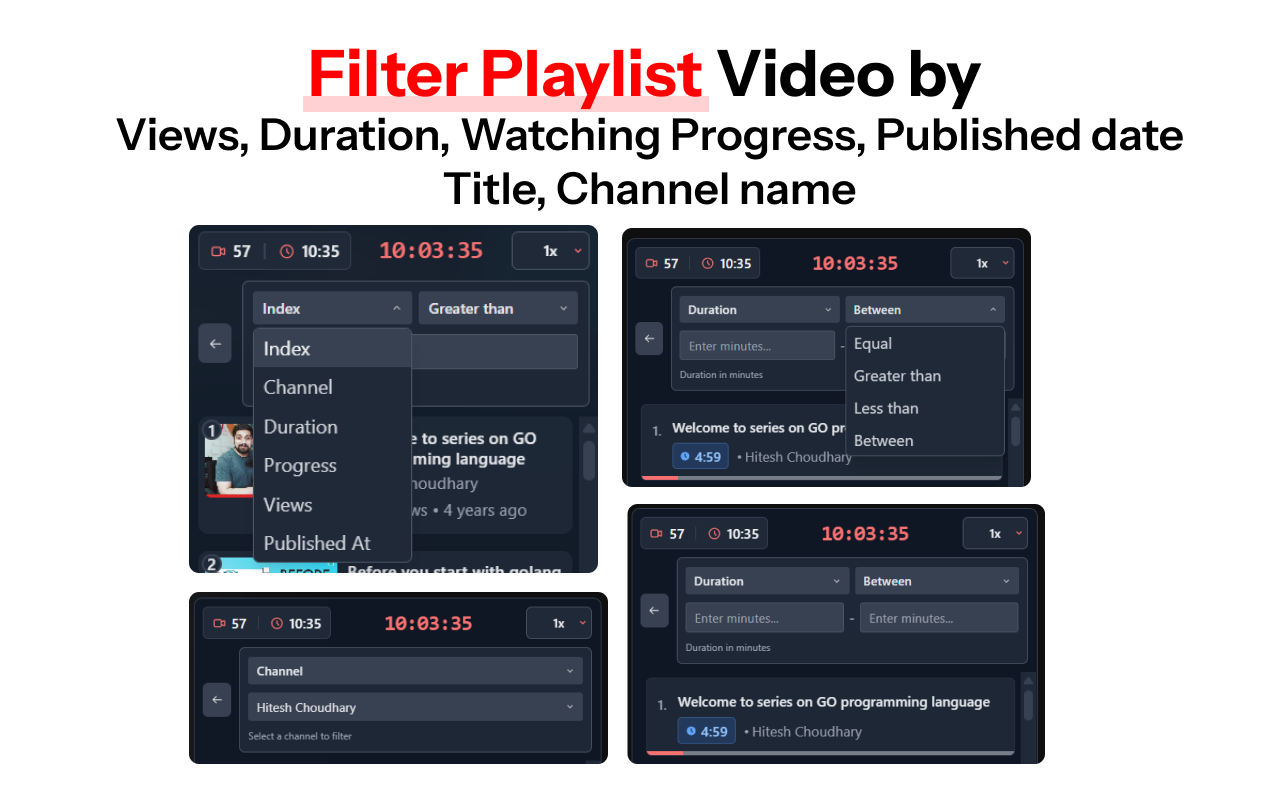 Youtube Playlist Guru: Search, Sort, Filter & Track Playlist Progress - 截图 2