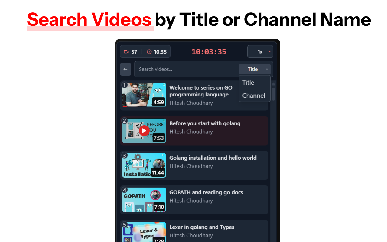 Youtube Playlist Guru: Search, Sort, Filter & Track Playlist Progress - 截图 5