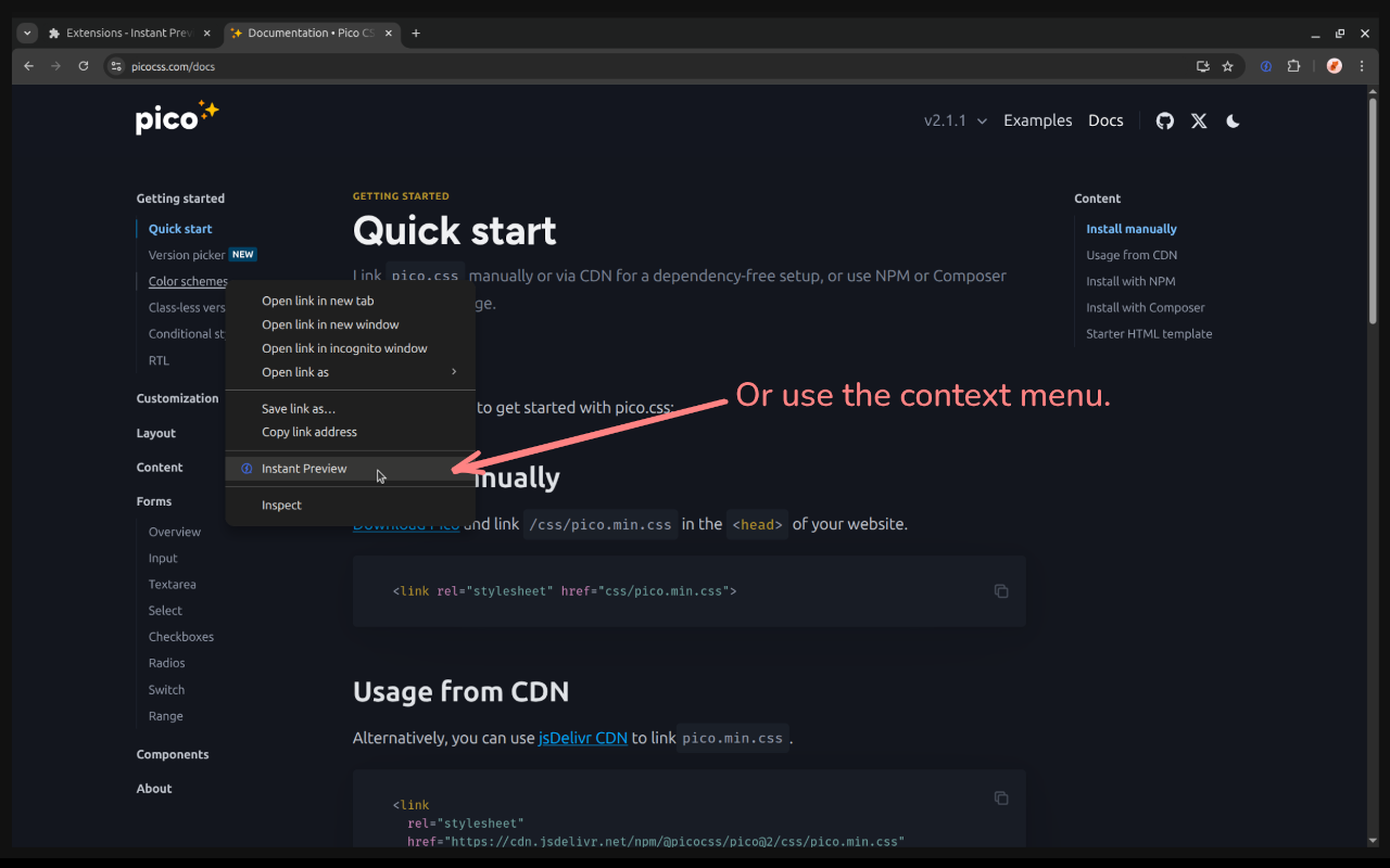 Instant Preview — Open Any Link in Sidebar / Side Panel - 截图 5