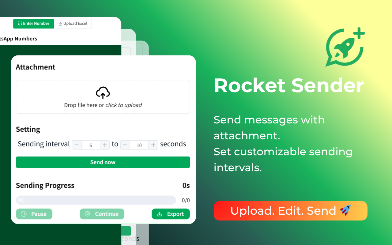 Rocket Sender - WhatsApp 消息群发插件 - 截图 2