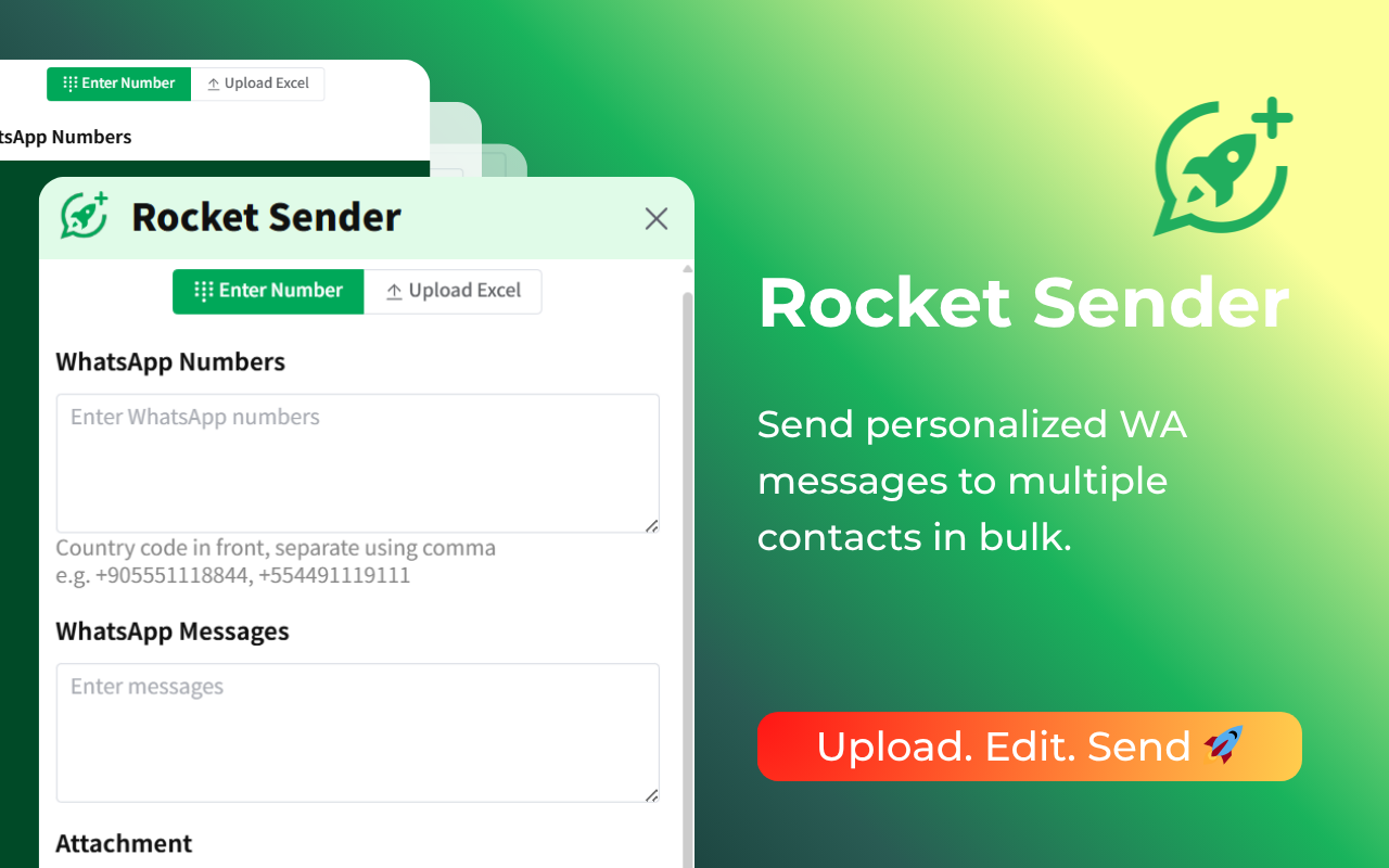 Rocket Sender - WhatsApp 消息群发插件 - 截图 3