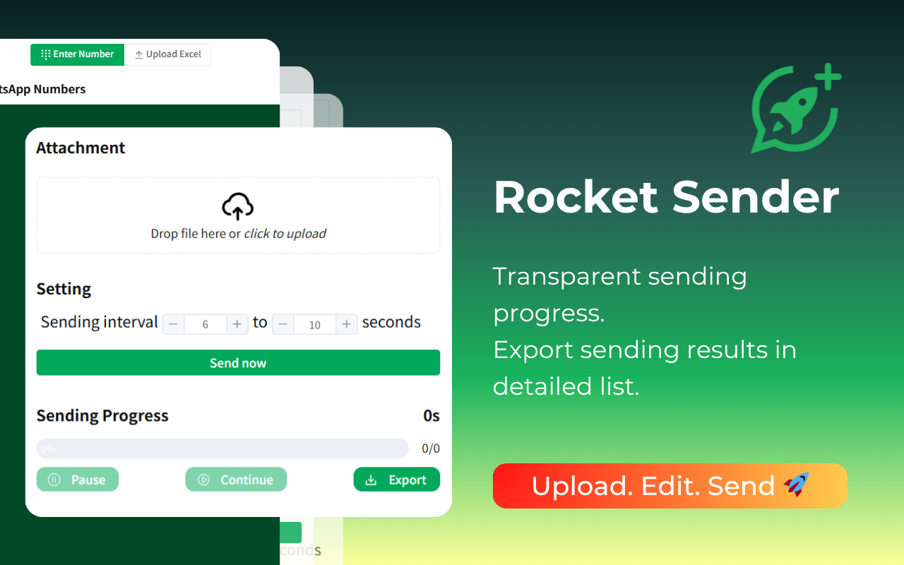 Rocket Sender - WhatsApp 消息群发插件 - 截图 4