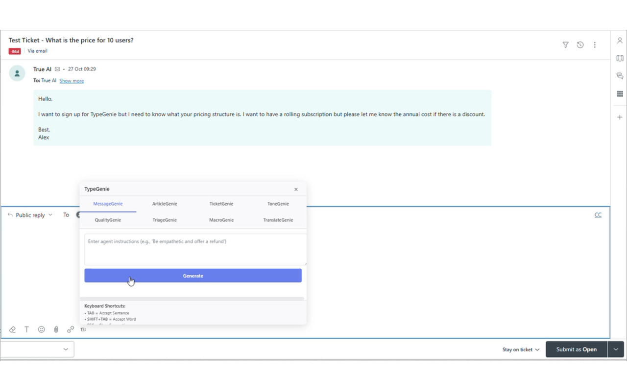 TypeGenie for Zendesk - 截图 2