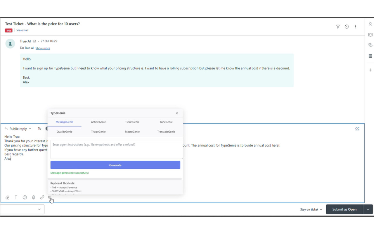 TypeGenie for Zendesk - 截图 4