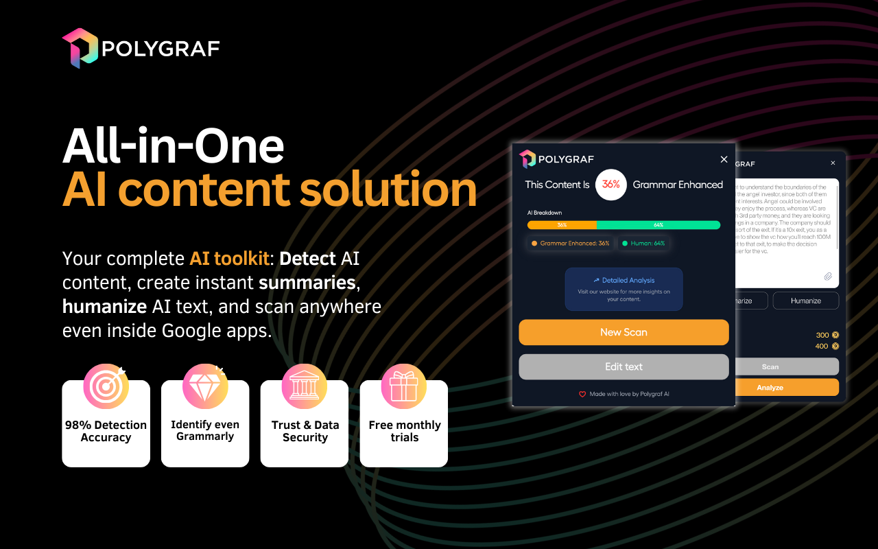 Polygraf AI Content Detector: Advanced Plagiarism & ChatGPT Detector - 截图 1